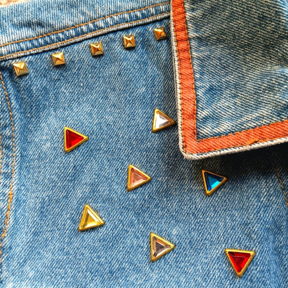 EUC Vintage Gitano Country Styled Embellished Denim Vest Size Large - Picture 9 of 10